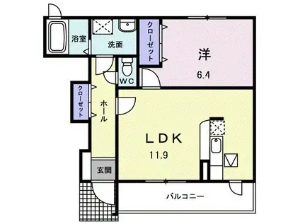 ＪＲ東海道本線 豊橋駅 バス乗車時間：19分 最寄りバス停で下車 徒歩6分 2階建 築16年(1LDK/1階)の間取り写真