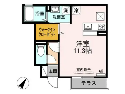 エーデルハイム 布名志(ワンルーム/1階)の間取り写真