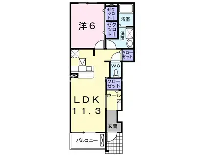 グランデサウスM(1LDK/1階)の間取り写真