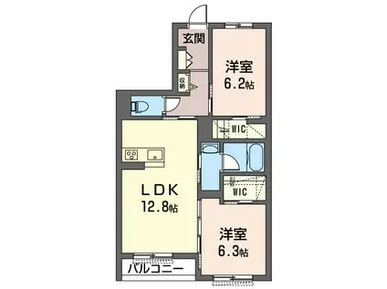ソレイユ湘南J(2LDK/2階)の間取り写真