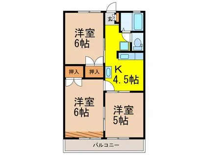 コート倉H棟(3K/1階)の間取り写真