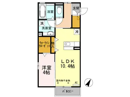 セジュール・アルス(1LDK/2階)の間取り写真