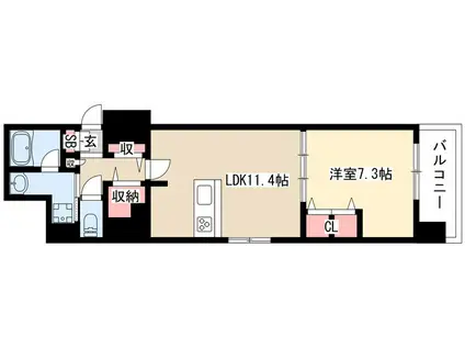 プレサンス丸の内フォート(1LDK/3階)の間取り写真