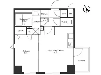 ビィ・フォルマ亀戸(1LDK/2階)の間取り写真