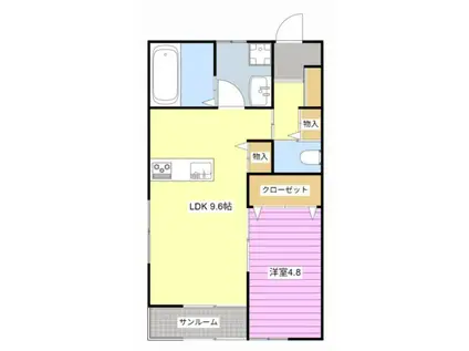 エルガーデン幸(1LDK/2階)の間取り写真