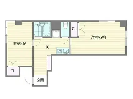グリーンヒル中井(2K/1階)の間取り写真