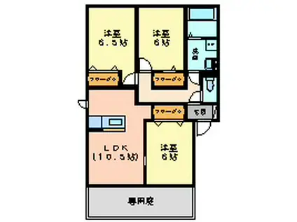 ラ・カサベルデAB(3LDK/1階)の間取り写真