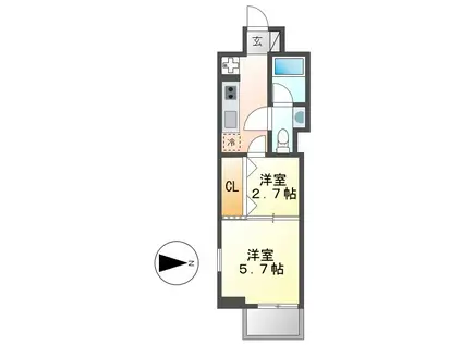 ブランシエスタ泉(1DK/12階)の間取り写真