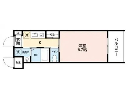 アミュゼ城野(1K/3階)の間取り写真