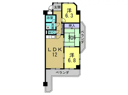 スカイガーデン兜山(3LDK/5階)の間取り写真