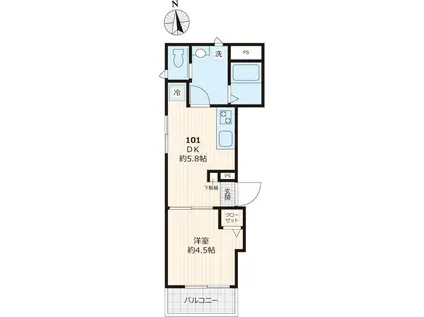 カーサリリー(1DK/1階)の間取り写真