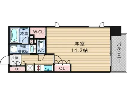 パークアクシス大阪新町(1K/7階)の間取り写真