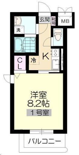 マックス河原町駅(1K/1階)の間取り写真