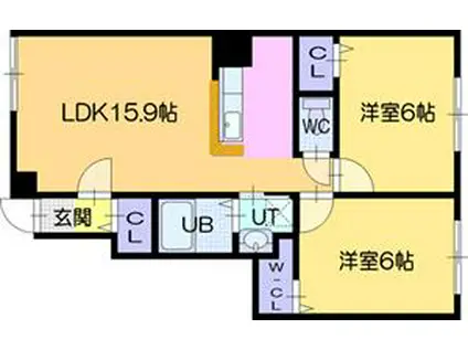 サン ジュエル(2LDK/1階)の間取り写真