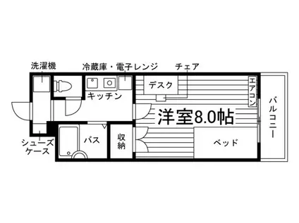 ジュピター・K2(1K/3階)の間取り写真