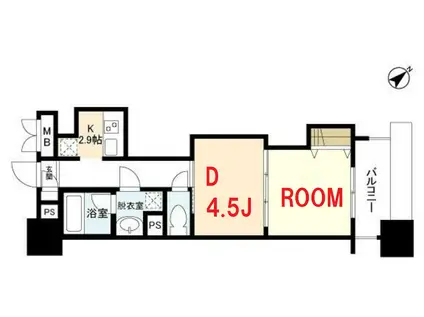 パークフラッツ横濱公園(1DK/6階)の間取り写真