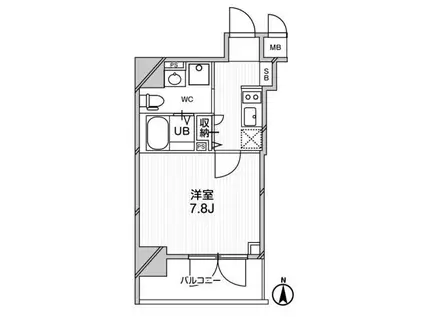 エグゼ難波南VI(1K/4階)の間取り写真