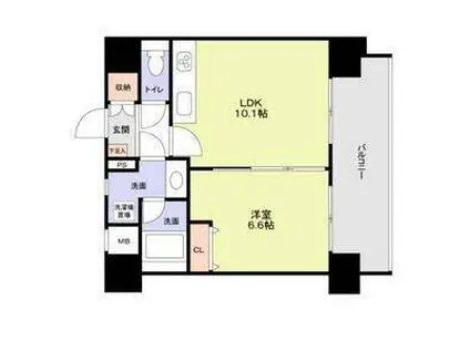 スタジオスクエア泉(1LDK/2階)の間取り写真