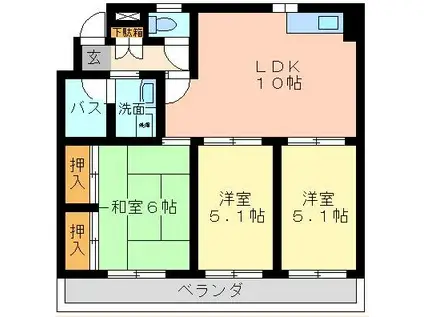 ルミエール上尾(2LDK/7階)の間取り写真