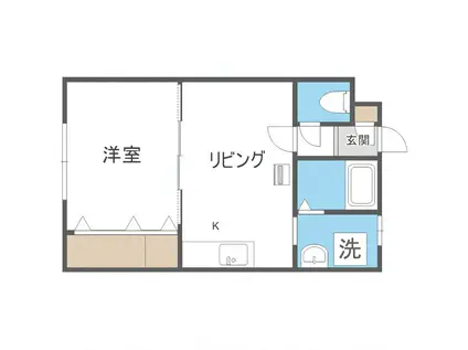 ノース円山(1DK/1階)の間取り写真