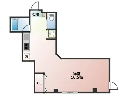 レーベン舟渡(ワンルーム/2階)の間取り写真