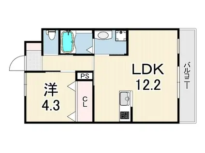 ペルル3(1LDK/2階)の間取り写真
