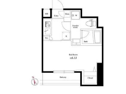  メインステージ新橋(1K/14階)の間取り写真