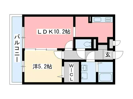 リビングタウン西大寺(1LDK/1階)の間取り写真