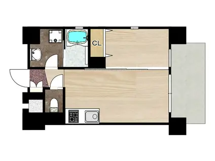 ALZA北堀江(1LDK/3階)の間取り写真