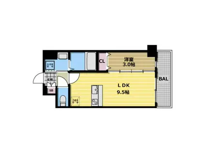 プレサンス新深江ディレッド(1LDK/10階)の間取り写真
