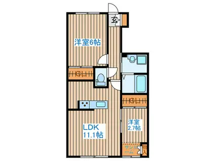 GRAND SOLEIE将監(2LDK/1階)の間取り写真