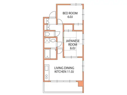 アルカサール(2LDK/4階)の間取り写真
