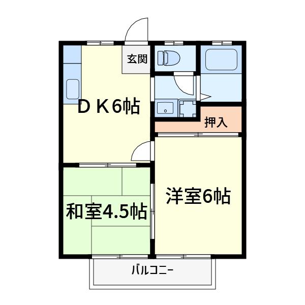 目方ハイツ(2DK/2階)の間取り写真