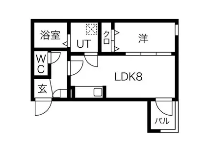 メイクスR道徳公園I(1LDK/2階)の間取り写真