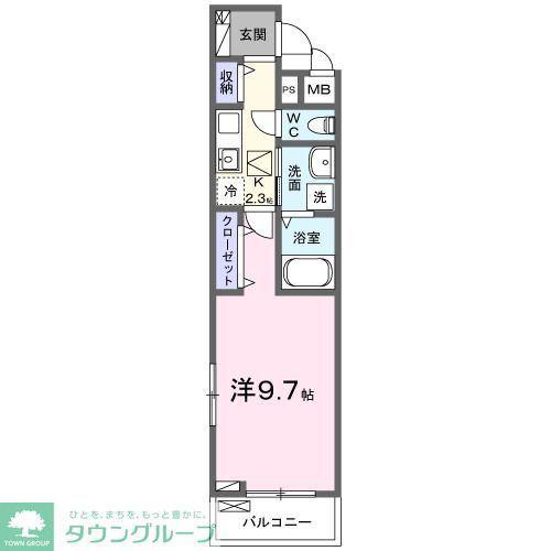 グランツ J(1K/1階)の間取り写真