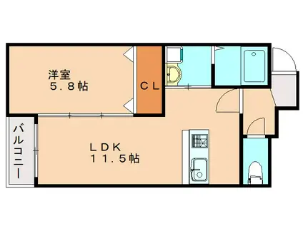 SUNMARK横浜(1LDK/2階)の間取り写真