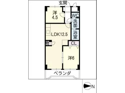小坂プリンシア(2LDK/4階)の間取り写真