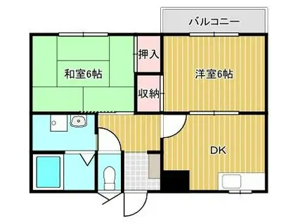 ハマダハイツ(2DK/2階)の間取り写真