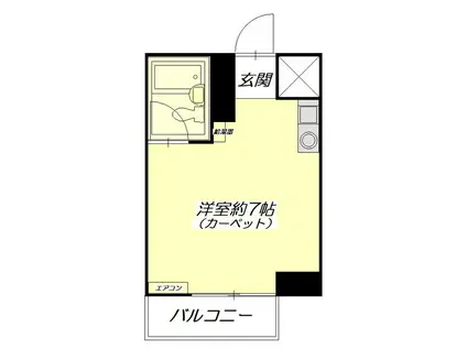 西横浜クリスコーポ(ワンルーム/2階)の間取り写真