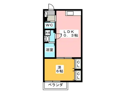 ヴィラ デ ソール(1LDK/3階)の間取り写真