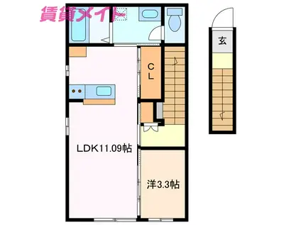 RAMBLE A棟(1LDK/2階)の間取り写真