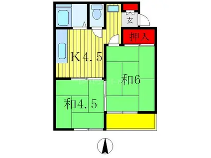 ハイツ・ヒラノ(2K/2階)の間取り写真