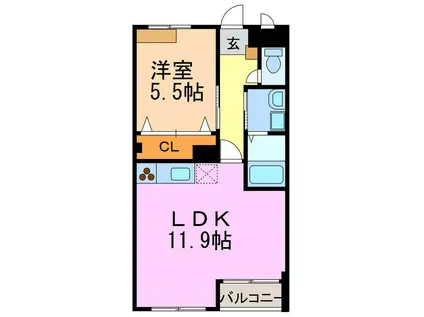 クレアトール(1LDK/2階)の間取り写真