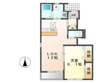 大切なペットと暮らせる(1LDK/1階)の間取り写真