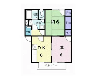 サンライズKS(2DK/2階)の間取り写真