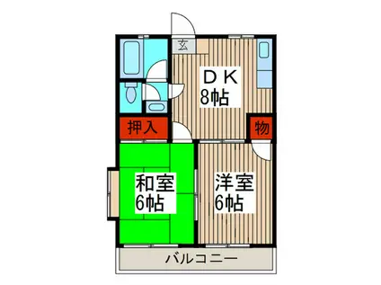 コーポ三角(2DK/2階)の間取り写真