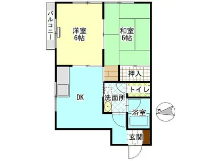 イン・プロムナード(2DK/2階)の間取り写真