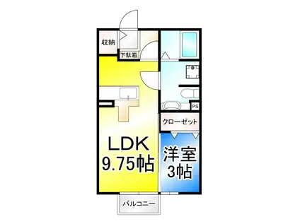 メゾン・ド・ボヌールB棟(1LDK/1階)の間取り写真