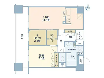 ウェリス・ジオ梅田レジデンス(1SLDK/5階)の間取り写真