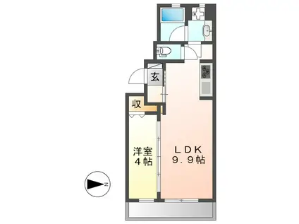 ヒールコートII(1LDK/3階)の間取り写真